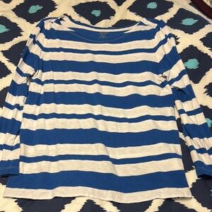 J. Crew Blue and White Striped Long-Sleeve Tee